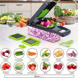 14-in-1/ Set Upgraded Vegetable Chopper With Container, Professional Food Chopper, Multi-Functional Fruit Slicer, Manual Food Shredder, Onion Grater With Multiple Interchangeable Blades Chopper, Dicer (Kitchen Gadgets And Ess