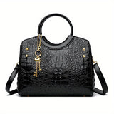 Premium Luxury Crocodile Pattern Handbag - Timeless Vintage Satchel for Women - Stylish Top Handle, Versatile Shoulder & Crossbody Bag - A Fashion Must-Have for Daily Wear