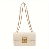 Luxury Quilted Crossbody Bag for Women - Stylish Chain Shoulder Bag with Solid Color Square Purse