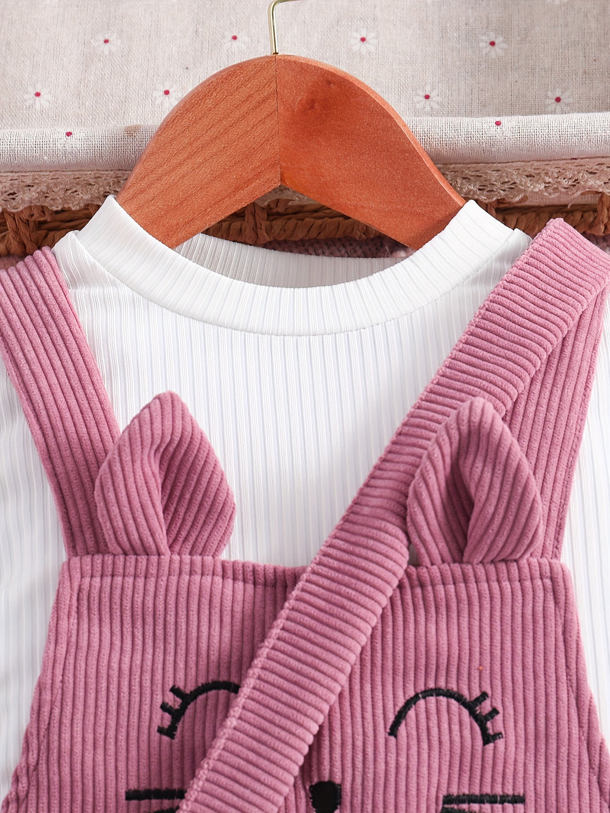 3PCS Flutter Trim Long Sleeve Top + Embroidery Jumpsuit Romper + Bag Set Kids Clothes For Girls Spring Fall Gift