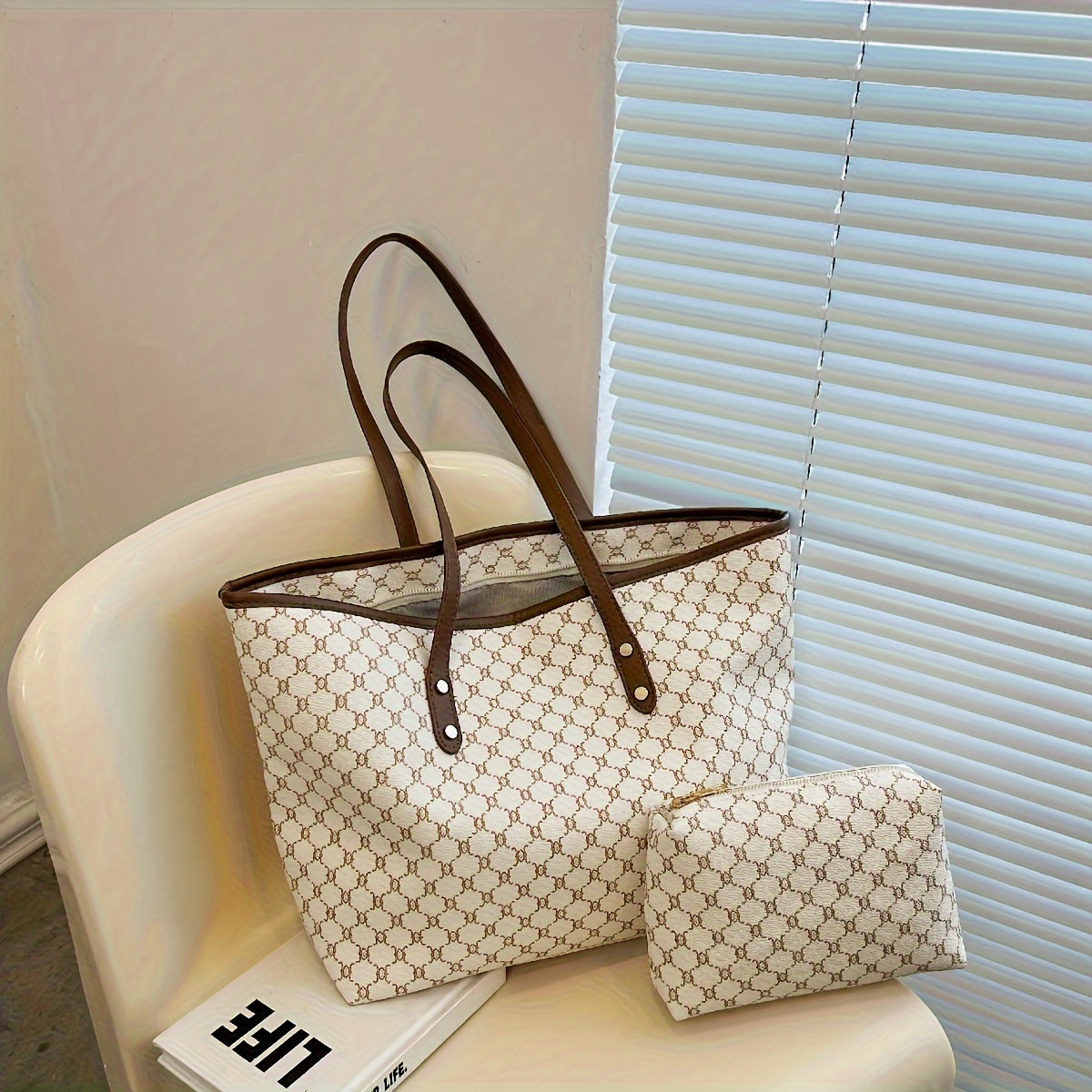 Large Capacity Tote Bag - Premium PU Leather, Spacious Shoulder Bag Design, Ample Space for Work, School Essentials - Stylish, Practical Choice for Women