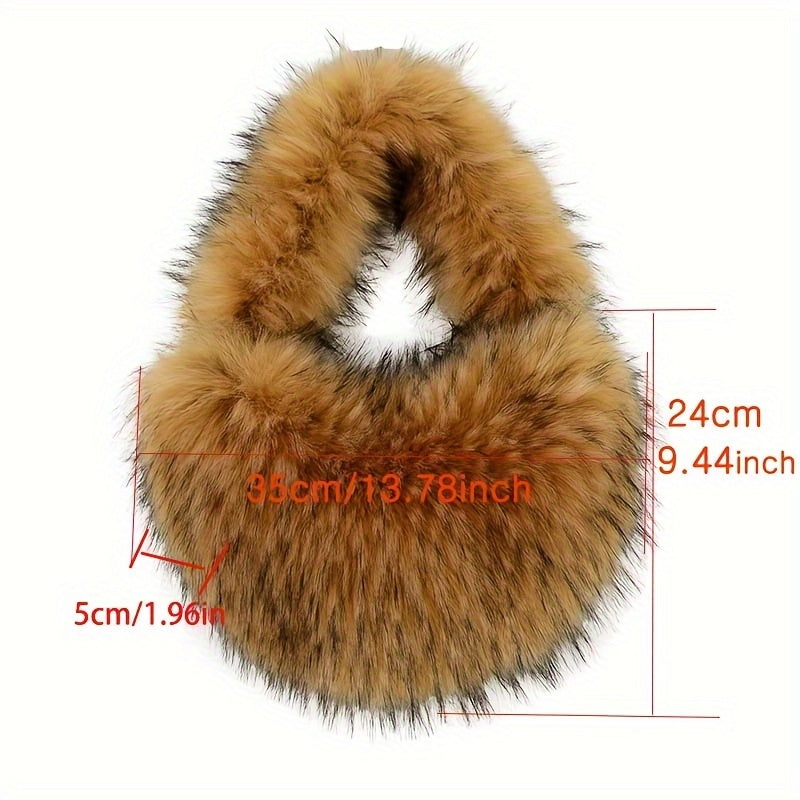 [Heart Shaped Plush Shoulder Bag] Plush Love Heart Shaped Shoulder Bag, Y2K Fluffy Tote Bag, Faux Fur Underarm Bag Purse For Women