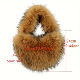 [Heart Shaped Plush Shoulder Bag] Plush Love Heart Shaped Shoulder Bag, Y2K Fluffy Tote Bag, Faux Fur Underarm Bag Purse For Women