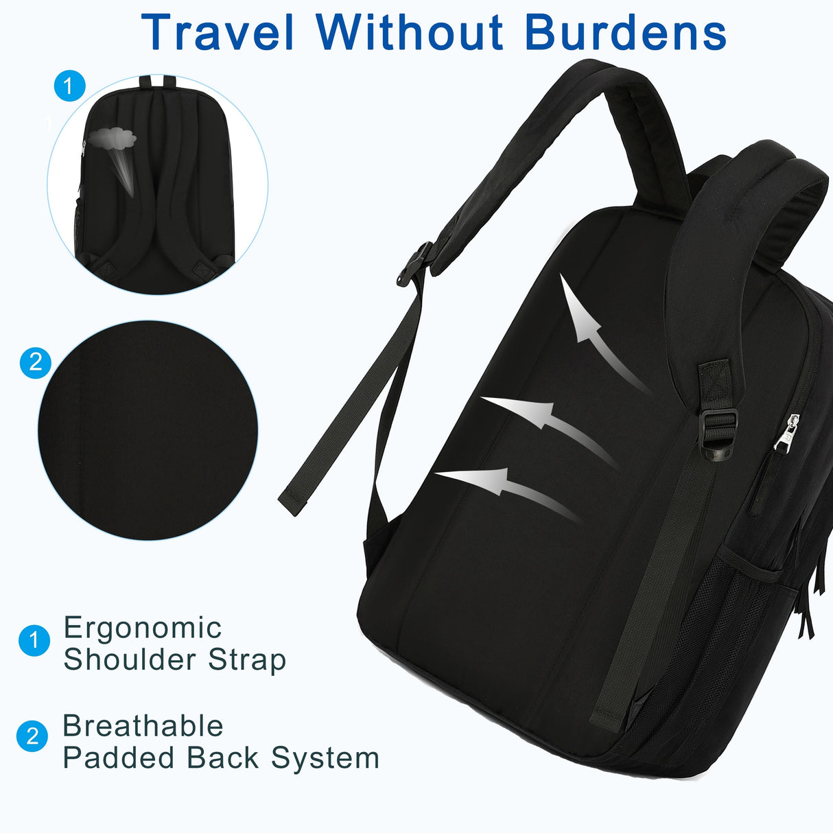 Laptop Backpack 17 inch for Women Men Large College Bookbags Waterpoof Work Business Travel Backpacks Kids School Bag for Girls Boys Students Teens Elementary Schoolbag Casual Daypack Sport -Black