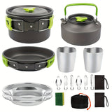 Pardarsey 15pcs Camping Cookware Mess Kit,Portable Non-Stick Aluminum Alloy Cookware,Kettle Pot Frying Pan Plates Forks Knives Spoons for Camping, Backpacking, Outdoor Cooking