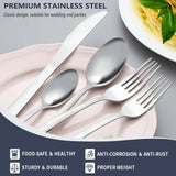 60/90pcs Stainless Steel Tableware, Western Dining Silverware, Steak Knife, Salad Fork, Coffee Dessert Spoons, Cutlery Set with Gift Box for 12 Persons, Dishwasher Safe, Kitchen Accessories,Halloween,Weddings