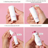 3-in-1 Waterproof Makeup Stick: Blush, Eyeshadow, Lipstick - Lasts All Day, Moisturizes & Brightens in Berry, Coral, Pink