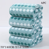 4-Pack Space-Themed Bath Towel Set, Quick-Dry Absorbent Towels, 27.6x55 inches, 300gsm, for Pool Party, School, Camping, Modern Geometric Pattern, Rectangular, High Absorbency, Knitted Fabric, Home Bathroom Essentials