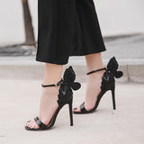 Chic Champagne Butterfly High Heels for Women - Open Toe, Ankle Strap Stiletto Sandals with Faux Cover & Rubber Sole - Perfect for Weddings, Parties & Special Occasions