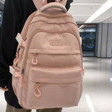 New Fashionable Large-capacity Backpack, Unisex Casual Trend Backpack, Simple Solid Color Versatile School Bag