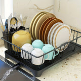 1pc Dish Drainer Rack, Compact Plastic Kitchen Organizer For Plates, Bowls And Silverware, Multi-Functional Drying Storage Holder With Drainboard For Home Use