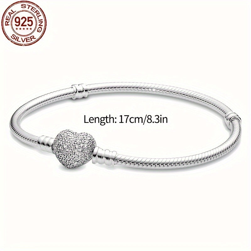 925 Silver Everlasting Heart Bracelet Fit Charm Bead DIY Bracelets Women Jewelry For women Gift Silver Gram Weighs 0.35 oz