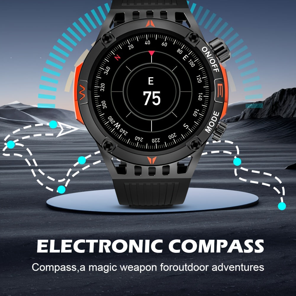 Smart Watch Wireless Answer And Call SOS Outdoor Watch Outdoor Sports Watch LED IP68 Waterproof Compass Fitness Tracker Pedometer Multimedia Message Display, Suitable For Android&IPHONE Mobile Phones, Men's And Women's Smart