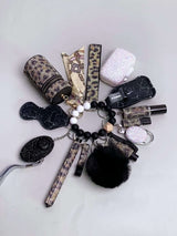 13-Piece Rhinestone Self-Defense Keychain Set - Stylish Wristband Keychain with Storage Bag and Pompom Card Bag Accessories for Women's Protection and Fashion - Strong, Durable, and Practical Christmas Gift or School Season A