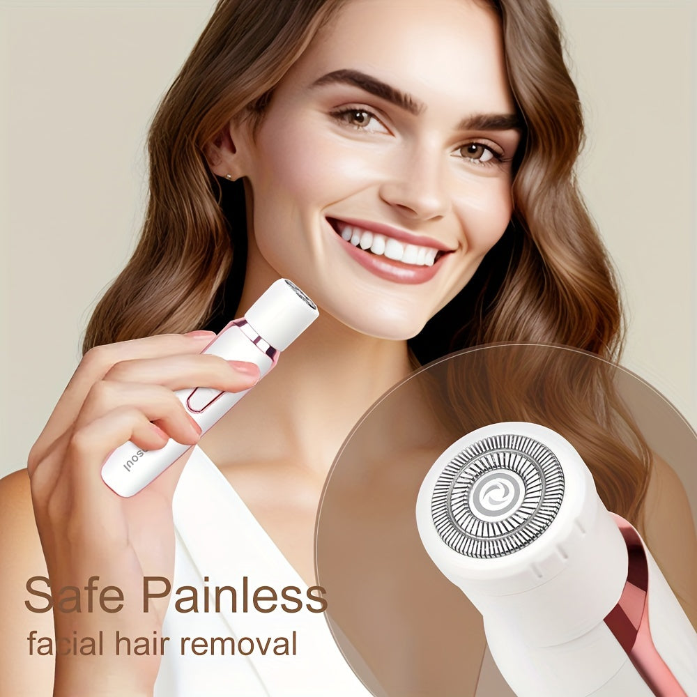 Rechargeable 4-in-1 Electric Razor For Women - Painless Hair Trimmer For Face, Nose, Eyebrows, Beard, Mustache, Arm, Leg, Armpit, And Bikini - Portable Body Shavers Set Rechargeable Grooming Kit Holiday Gift