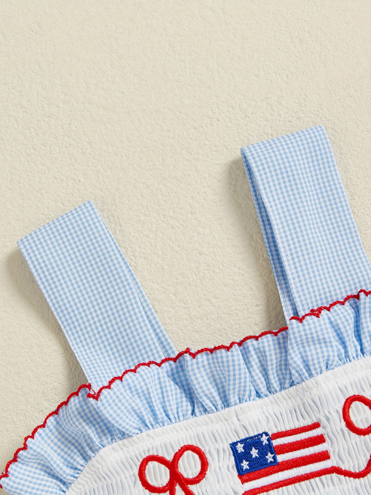 [Patriotic Girls' Dress] Patriotic Red White & Blue Girls' A-Line Dress | Machine Washable, Nontransparent Fabric, Flag Bow Embroidery - Summer Beach Party Outfit, Casual Playwear, Little Girls Clothes