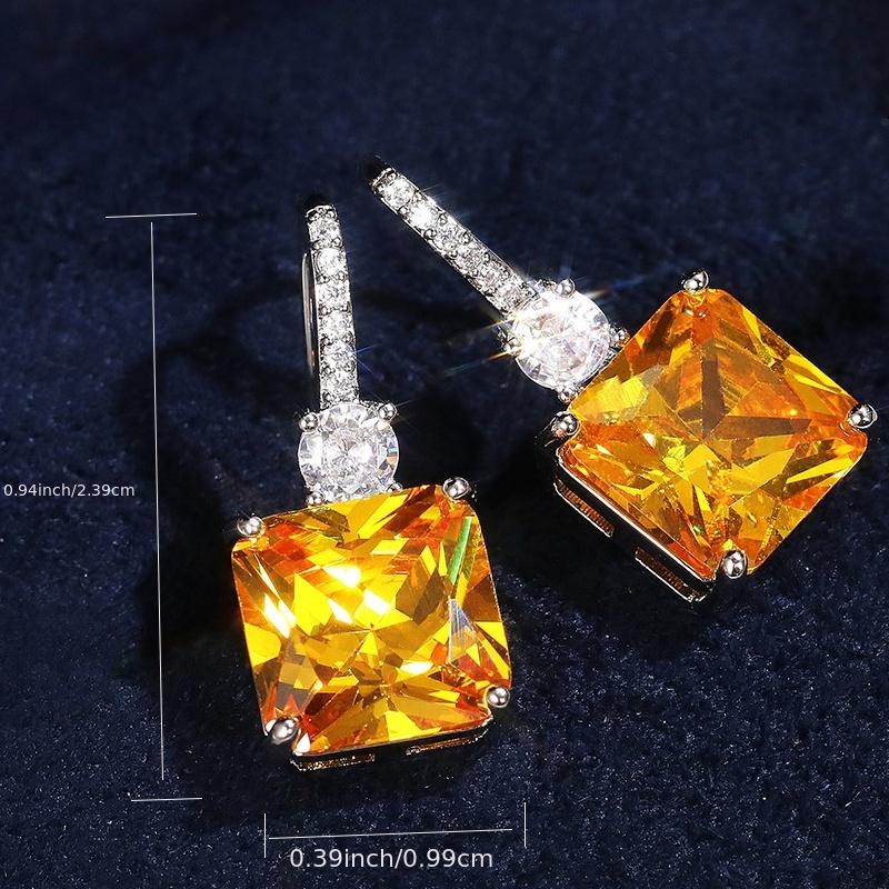 [Citrine Earrings] Exquisite Citrine Dangle Hanging Hook Earrings | for Women Bridal Wedding Jewelry