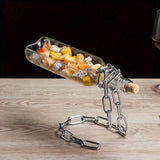 [Iron Chain Wine Holder] Modern Decorative 1pc Iron Chain Wine Bottle Holder - Hanging Wine Rack, Novelty Suspended Bottle Display Stand, Elegant Centerpiece for Living Room, Kitchen Storage Organizer
