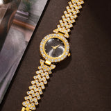 Elegant 5pcs Women's Fashion Watch & Jewelry Set - Vintage Faux Leather Band Quartz Watches with Crystal Accents, Zinc Alloy Case
