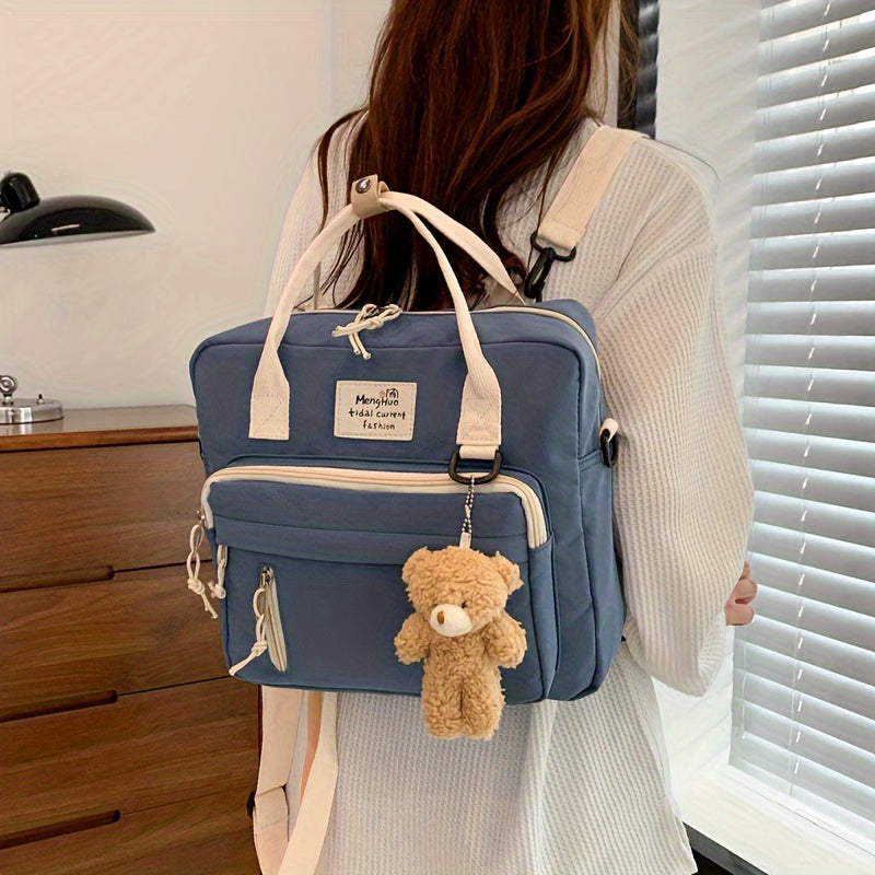 Ins Retro Campus Waterproof School Bag, Cute Girl Multi-function Shoulder Bag, Female Student Adjustable Messenger Bag