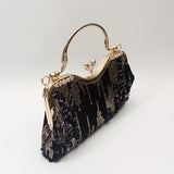 Luxurious Sequins Velvet Evening Clutch Bag - Women's Elegant Handbags for Banquet Wedding Party - Glitter Top Ring, Velvet Fabric, Small Size, Stylish Accessory for Formal Occasions