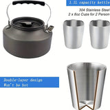Pardarsey 15pcs Camping Cookware Mess Kit,Portable Non-Stick Aluminum Alloy Cookware,Kettle Pot Frying Pan Plates Forks Knives Spoons for Camping, Backpacking, Outdoor Cooking