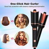 1" Large Ceramic Ionic Automatic Hair Curler - Rotating Barrel, 4 Temperature Settings, 3 Timer Options, Dual Voltage, Spin Iron for Hair Styling with Easy-to-Use Interface and Advanced Safety Features (Upgrade)