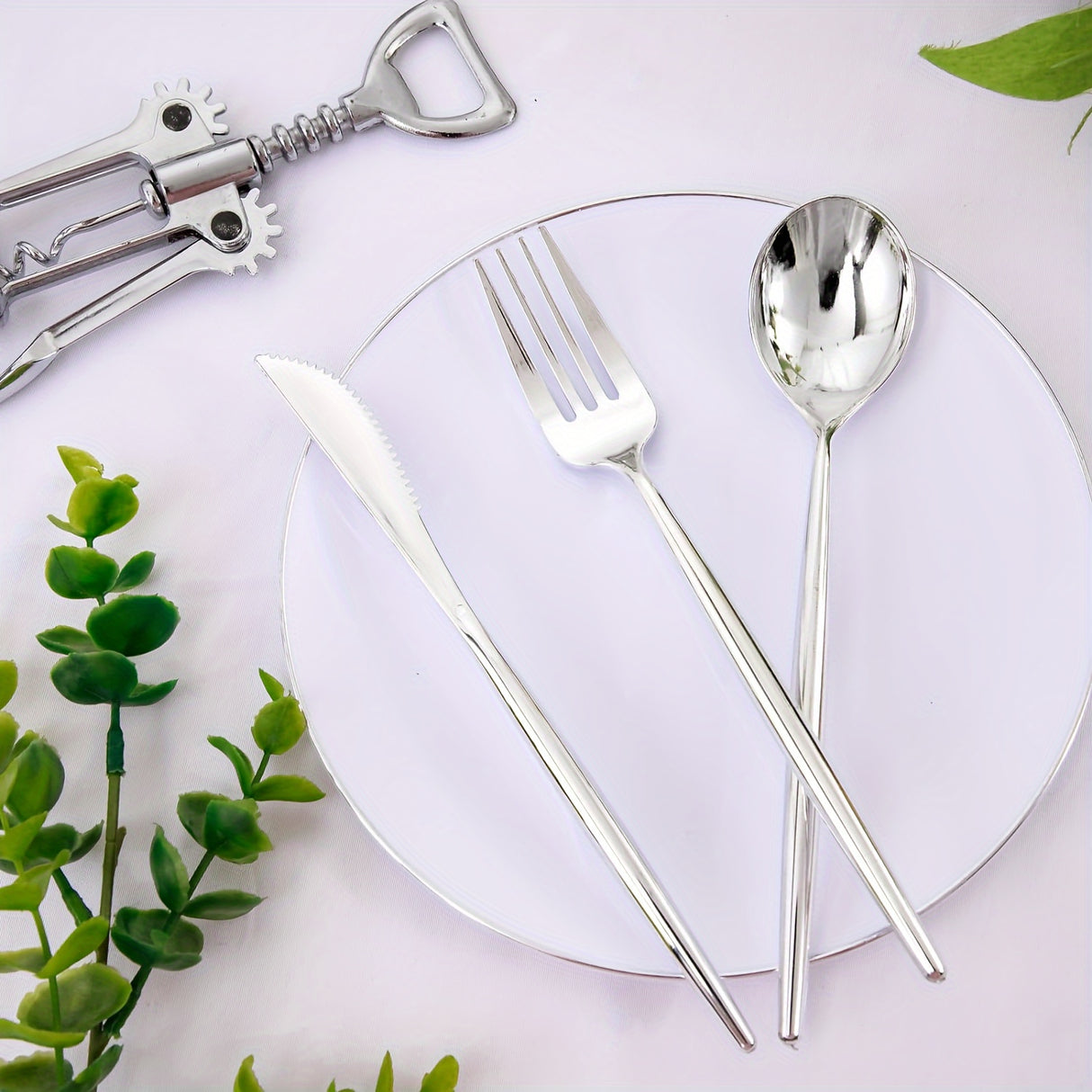 50pcs, Golden Plastic Silverware, Luxury Golden Plastic Cutlery, Heavy Weight Golden Plastic Flatware, Golden Utensils Set Disposable Include Golden Forks, Golden Spoons, Golden Knives For Party