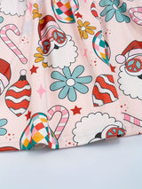 Festive Girls' Christmas Party Dress - Casual & Stretchy Santa Claus & Candy Graphic Kids Clothes for Girls