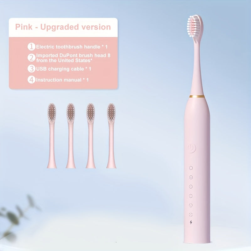 60-Day Long-Lasting 4-Hour Fast Charge Electric Toothbrush for Women and Girls, 8 Brush Heads, 42,000 VPM Whitening, 2 Min Smart Timer, 6 Cleaning Modes