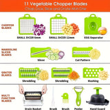 14-in-1/ Set Upgraded Vegetable Chopper With Container, Professional Food Chopper, Multi-Functional Fruit Slicer, Manual Food Shredder, Onion Grater With Multiple Interchangeable Blades Chopper, Dicer (Kitchen Gadgets And Ess