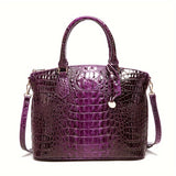 Fashion-Forward Crocodile Pattern Tote Bag - Double Handle Work Purse with Secure Zipper Closure - Perfect for Stylish, Professional Women - A Trendy Daily Accessory