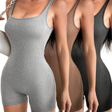 3Pcs Set Sleeveless Yoga Jumpsuits - High Stretch & Comfort Square Neck, Versatile Activewear for Women