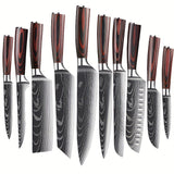 3-10pcs Stainless Steel Deluxe Kitchen Knife Set - Ergonomic Wooden Handle, Sharp Blade, Multi-Purpose, Portable for Home, Outdoor Camping, Dormitory, and More - Perfect for Chefs, Cooking Enthusiasts, and Foodies