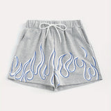 Flame-Inspired Y2K Drawstring Shorts for Women - Season-Versatile with Pockets, Medium Stretch & Easy-Care