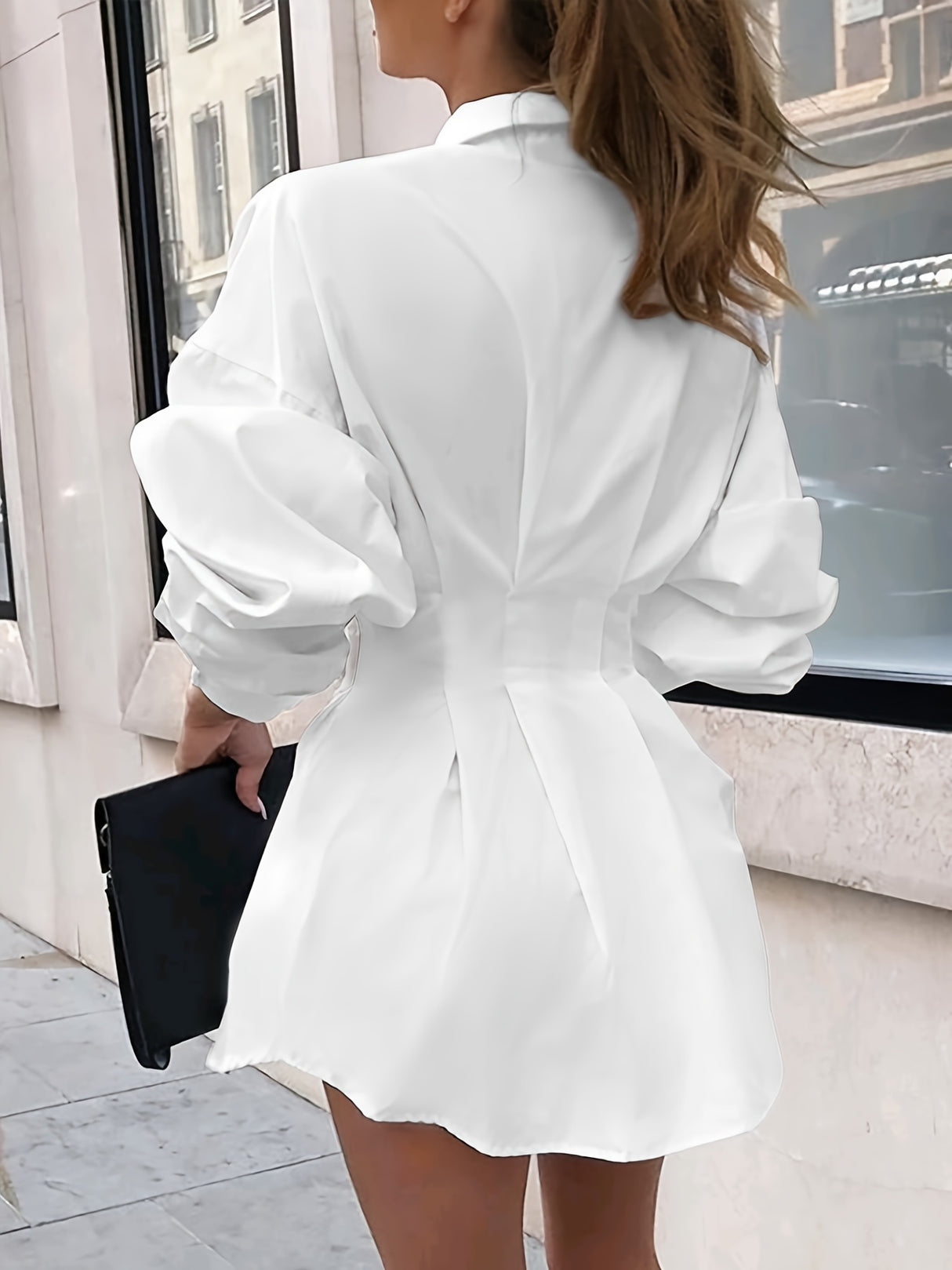 Chic Pleated Slim-Fit Blouse - Essential Long Sleeve Top for Women, Perfect for Spring & Fall