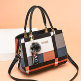 Stylish Color Block Women's Tote Bag with Pendant