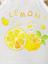 5pcs Baby Girls' Summer Rompers | Cute Fruit & Floral Print with Ruffled Straps | Soft Knit Fabric, Elastane & Polyester Blend | Button Closure | Multi-Color Pastel Yellow & White | Ideal for Playful Infants, Baby Girl Clothe