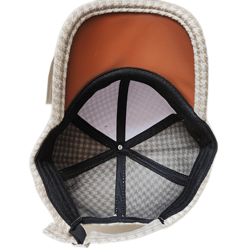 Trendy Houndstooth Baseball Cap - Dazzling Rhinestone M Decor - Unisex Sunscreen Trucker Hat - Perfect for Music Festivals & Outdoor Fun
