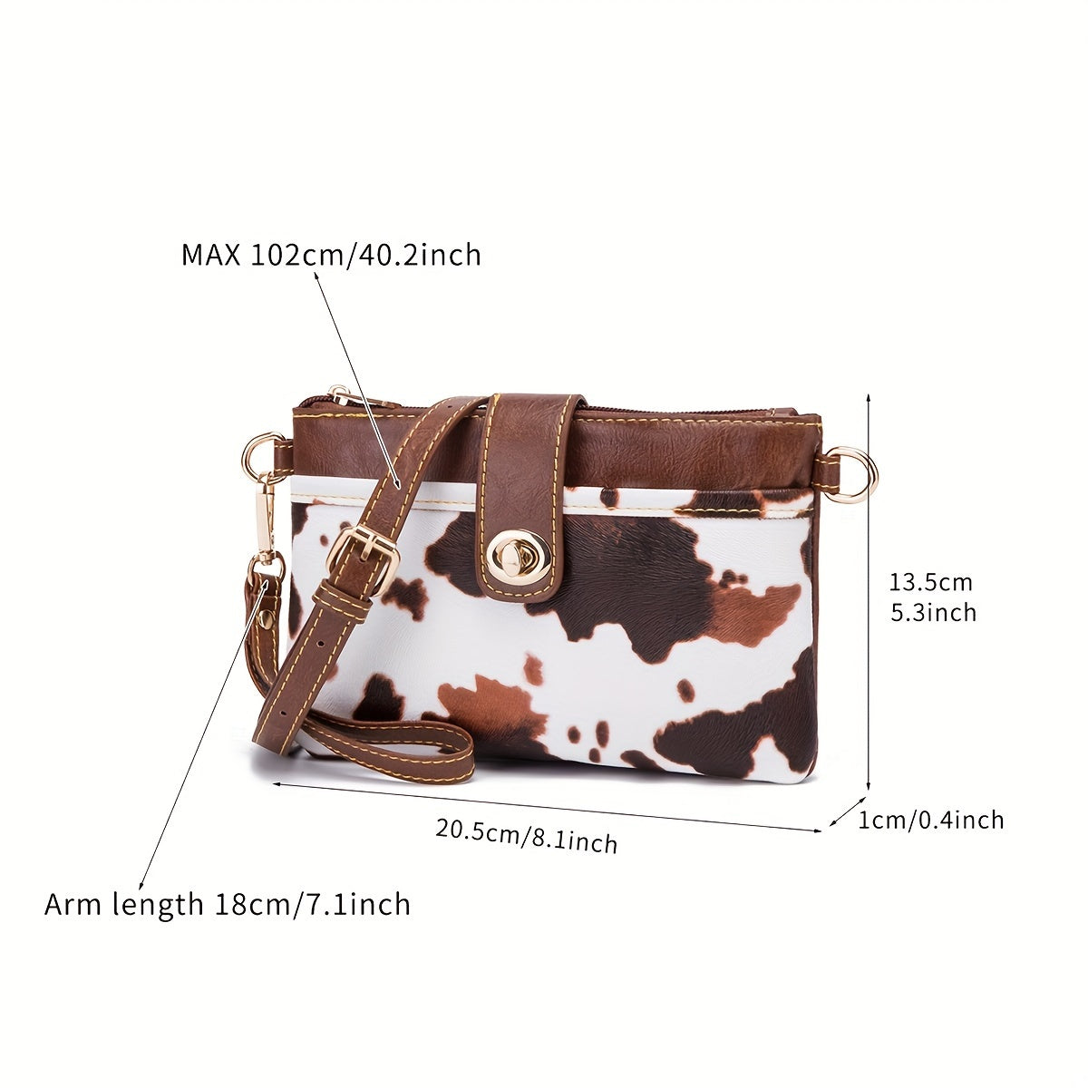 Retro Cow Print Crossbody Bag, Western Aztec Clutch Bag, Ethnic Style Wrist Wallet Coin Purse For Women