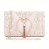 Stylish Chain Shoulder Bag, Retro Tassel Decor Braided Handbag, Versatile Banquet Evening Party Clutch Purse - Perfect for Carnival Mardi Gras Music Festival