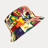 Abstract Cartoon Graffiti Bucket Hat Trend Print Casual Fisherman Cap Unisex Sunscreen Basin Hats For Women Men