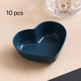 10pcs, Heart Shaped Sauce Dipping Bowls, Wheat Straw Dip Bowls, Small Plastic Appetizer Plates, Dinnerware, Home Kitchen Accessories