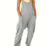 Women's Sleeveless Maternity Jumpsuits Casual Spaghetti Strap Overalls Long Harem Pants Romper with Pockets