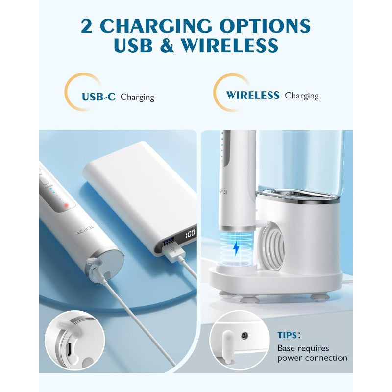 AGPTEK Professional Flossing Toothbrush, Electric Toothbrush with Water Flosser Combo, 5 Modes Teeth Cleaner, 5 Water Pressure Oral Irrigator, 16.91oz Water Tank for Home, Portable Tube for Travel