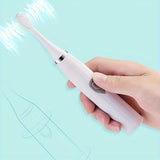 Portable electric toothbrush that doesn't require charging, with tapered soft bristle brush head for adults