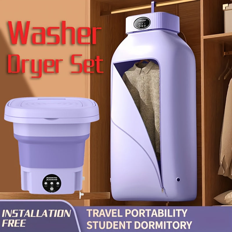 A Portable Washing Machine + A Portable Clothes Dryer, A Total Of Two Washing And Drying Sets, Folding Mini Small Washing Machine, Storable Portable Dryer, Home, Travel, Car, Dormitory And Apartment, Simple To Use And Does No