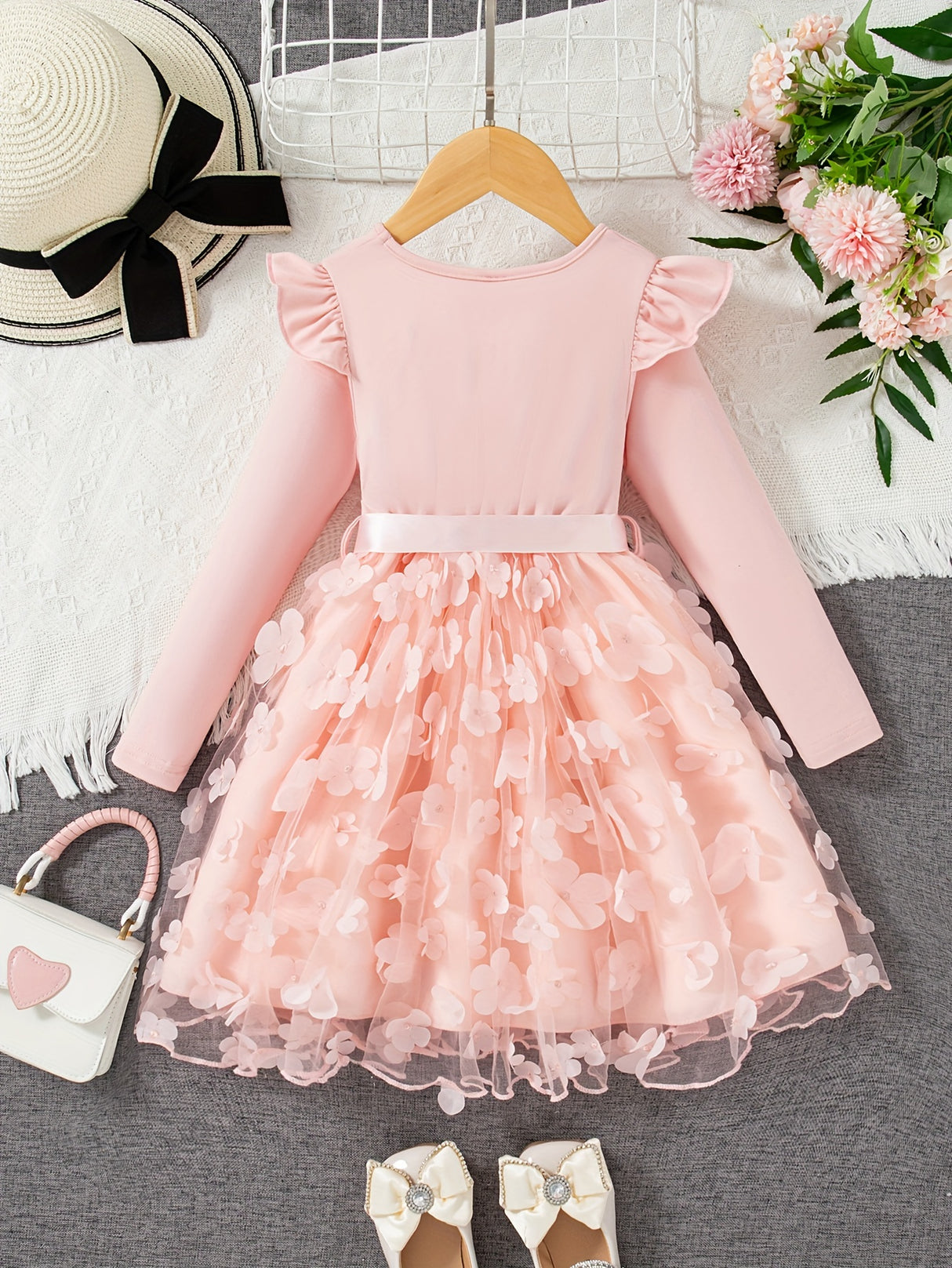 Girls Elegant Princess Tutu Dress Long Sleeves Dresses Kids Clothes For Christmas Gift Party