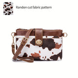 Retro Cow Print Crossbody Bag, Western Aztec Clutch Bag, Ethnic Style Wrist Wallet Coin Purse For Women