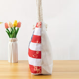 Large Patriotic USA Flag Woven Nylon Tote Bag - Spacious Beach Shoulder Bag with Wristlet for Women - Durable, Water-Resistant, and Stylish Accessory